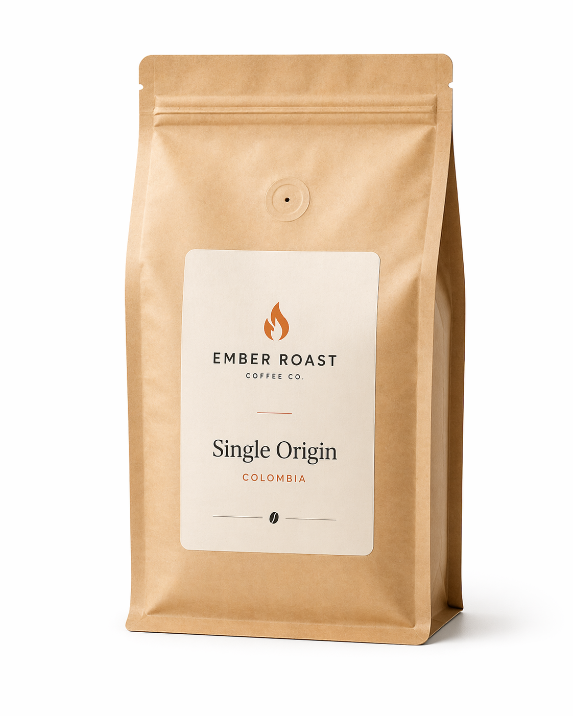 White-background coffee bag packshot